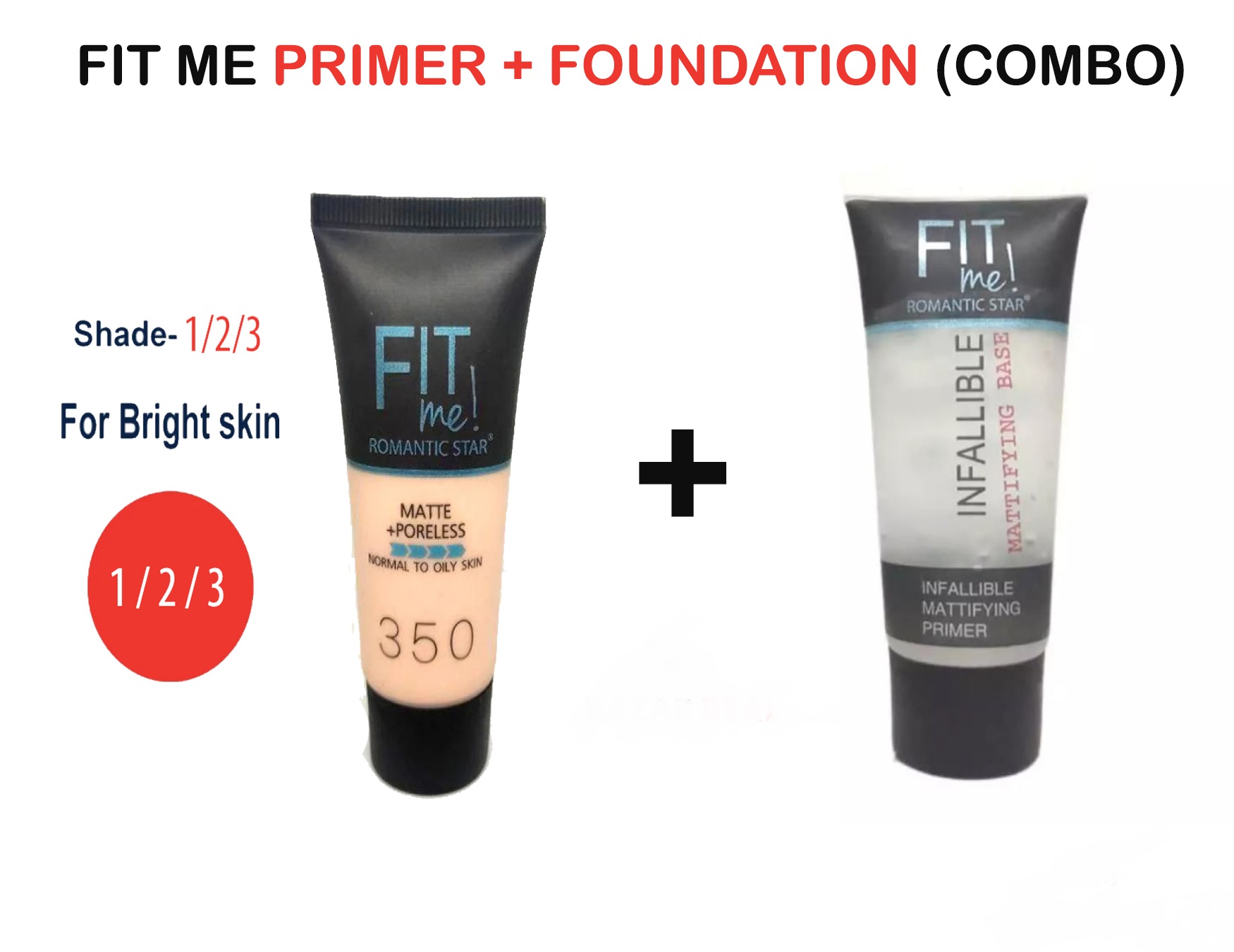 Matte Makeup Foundation Tube and Poreless Matte Makeup Primer Tube Set
