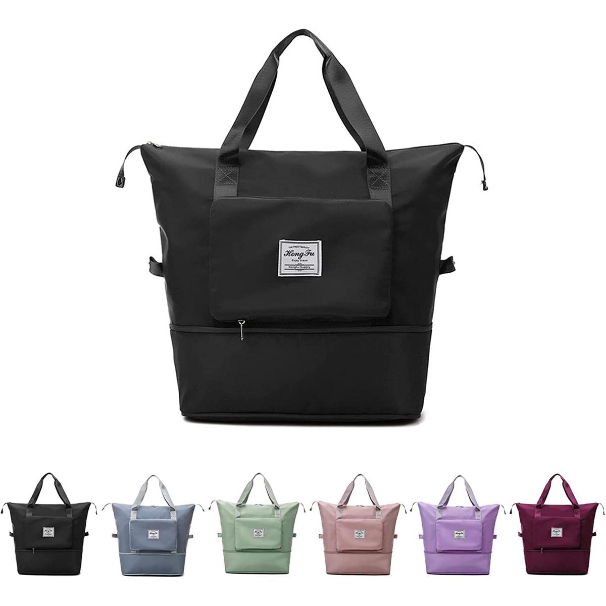 Travel Bag Waterproof Weekender Bags Oxford Cloth Luggages Handbag Shoulder Bag Traveling Bag Dry and Wet Separation Sport Bag Fitness Bag Gym Totes for Men Women (Black)