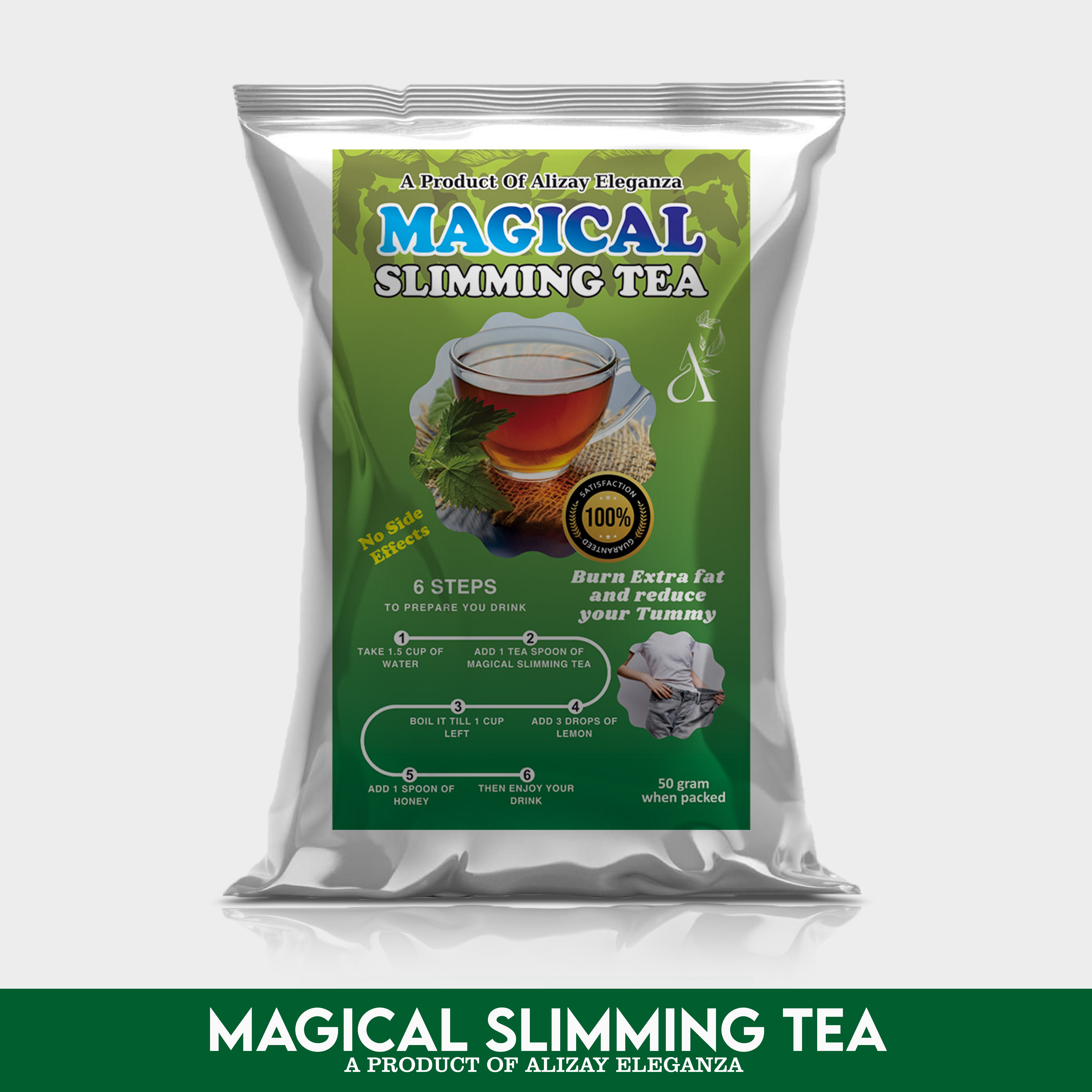 Magical Slimming Tea 50 mg Weight Loss Tea, Herbal Detox Tea, Belly Fat Reduction Tea, Natural Fat Burner Tea.