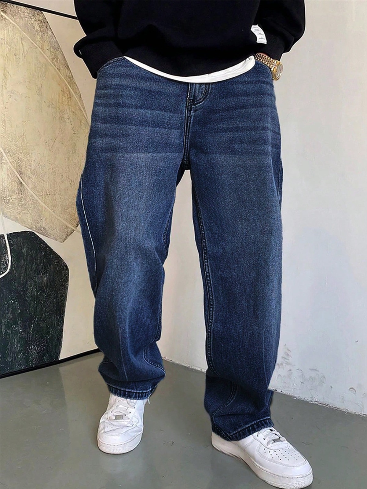 ramazan offer Wide Leg  Baggy Relaxed Straight Loose Bottom denim jeans pants for Men 26 to 46 waist