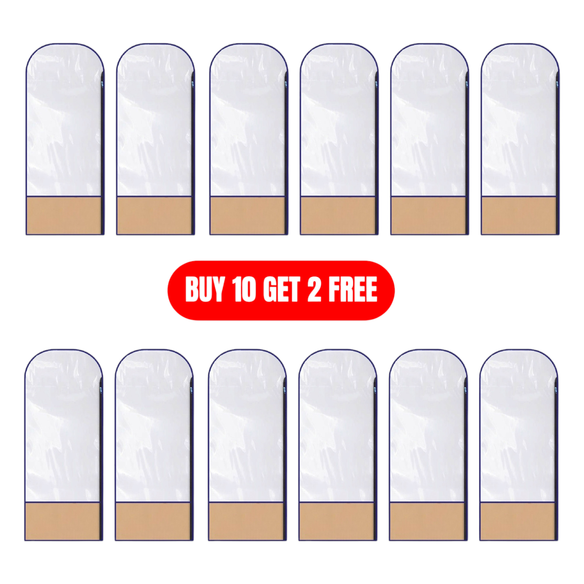Pack Of 12 (Buy 10 & Get 2 Free) Premium Dress Cover Bags / Garment Bags For Clothes / Dustproof Protecting Suit Cover / Dress Organizer