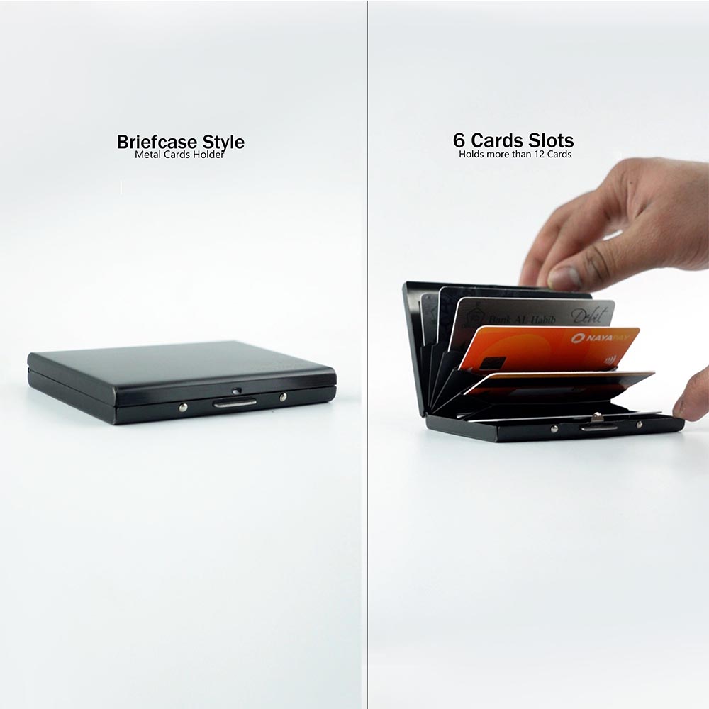 MugArt.PK Year-Round Hardened Aluminum Alloy RFID Blocking Briefcase-Style Card Case Wallet for Men - Secure Business Holder