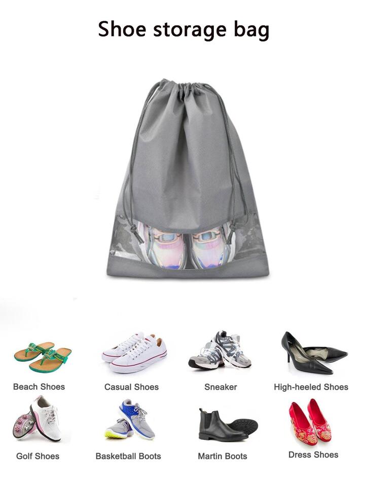 Travel Shoes Storage bag with clear window non-woven with PVC Bag