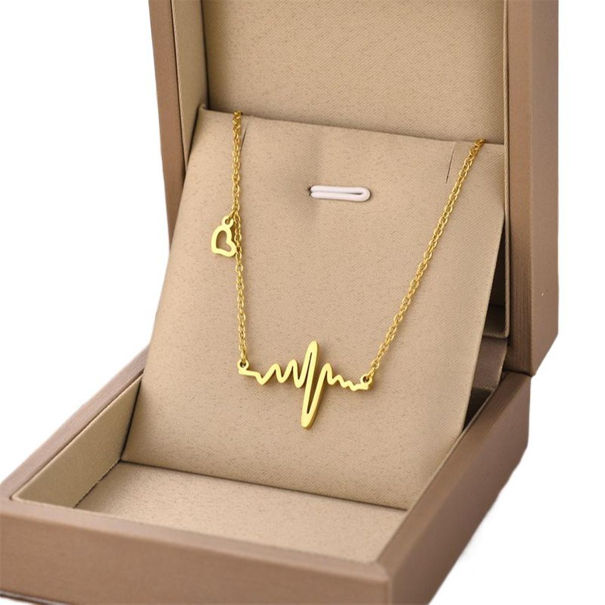 ECG Heartbeat Pendant Necklace Stainless Steel Chain Necklace For Girls Golden Silver Color Jewelry Girl Gift For Girls Doctors For Medical Students Nurses Doctors Paramedics Pharmacists