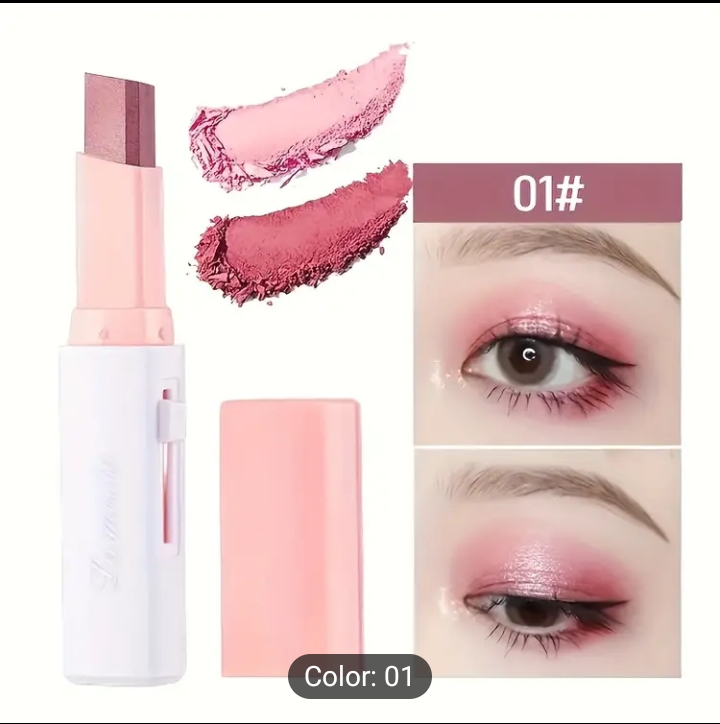 Eyeshadow Stick 2 In 1 Double Color Gradient Velvet Shadow Stick Eye Makeup Waterproof Lasting Shimmer Metallic Eyeshadow Makeup