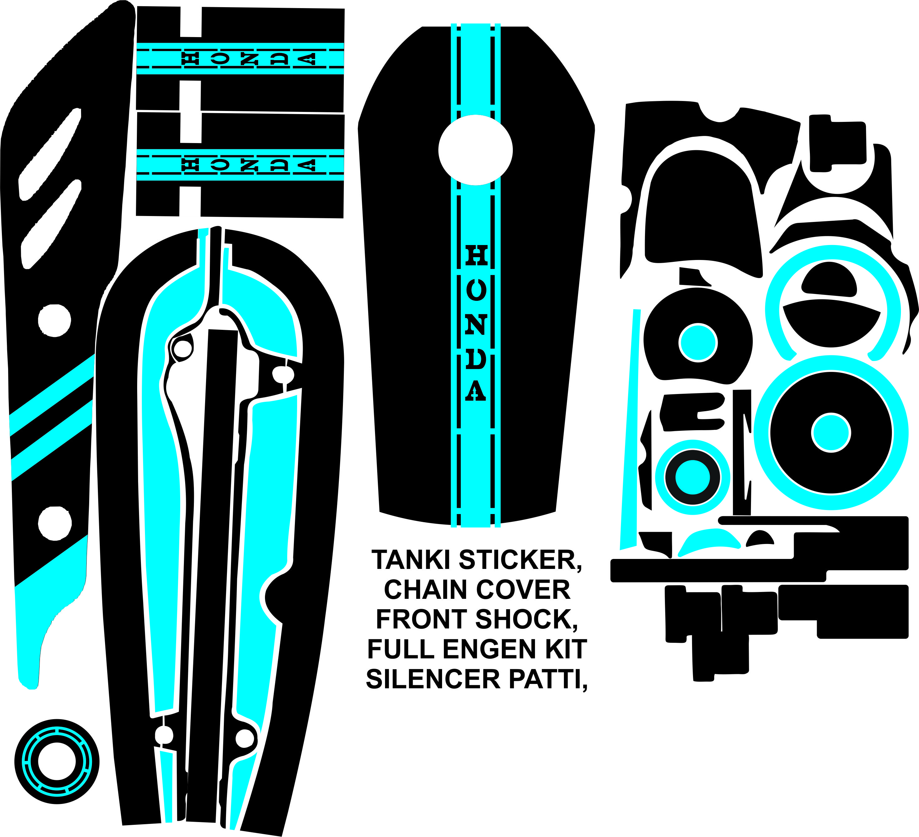 honda 125 cc full bike protection stickers in matt black and glossy ...