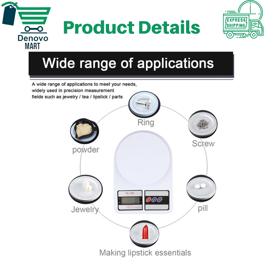 10 KG Weight Capacity, Imported Electronic Digital Kitchen Scale, Digital Weight Machine, Digital Electric Scale Machine For Kitchen and Shops, Food Scale Digital Machine, Weight machine - SF 400 Model