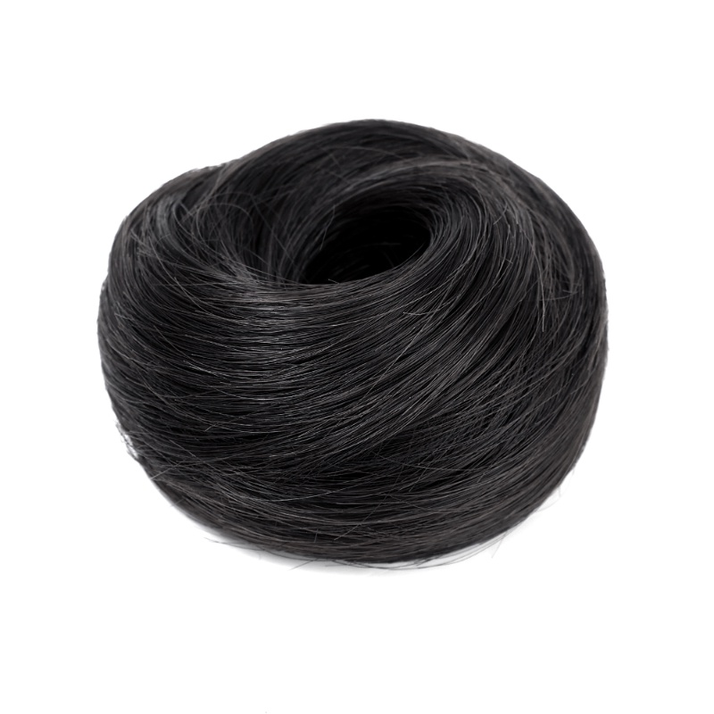 Women Girls Synthetic Invisible Messy Wavy Bun Hair Scrunchies Straight