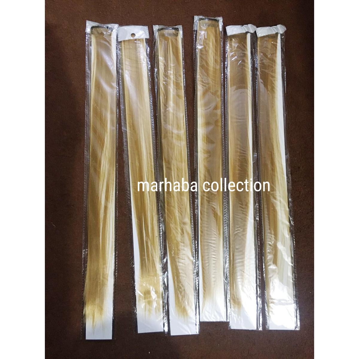 6 pieces blonde-golden single clip hair extension for girls