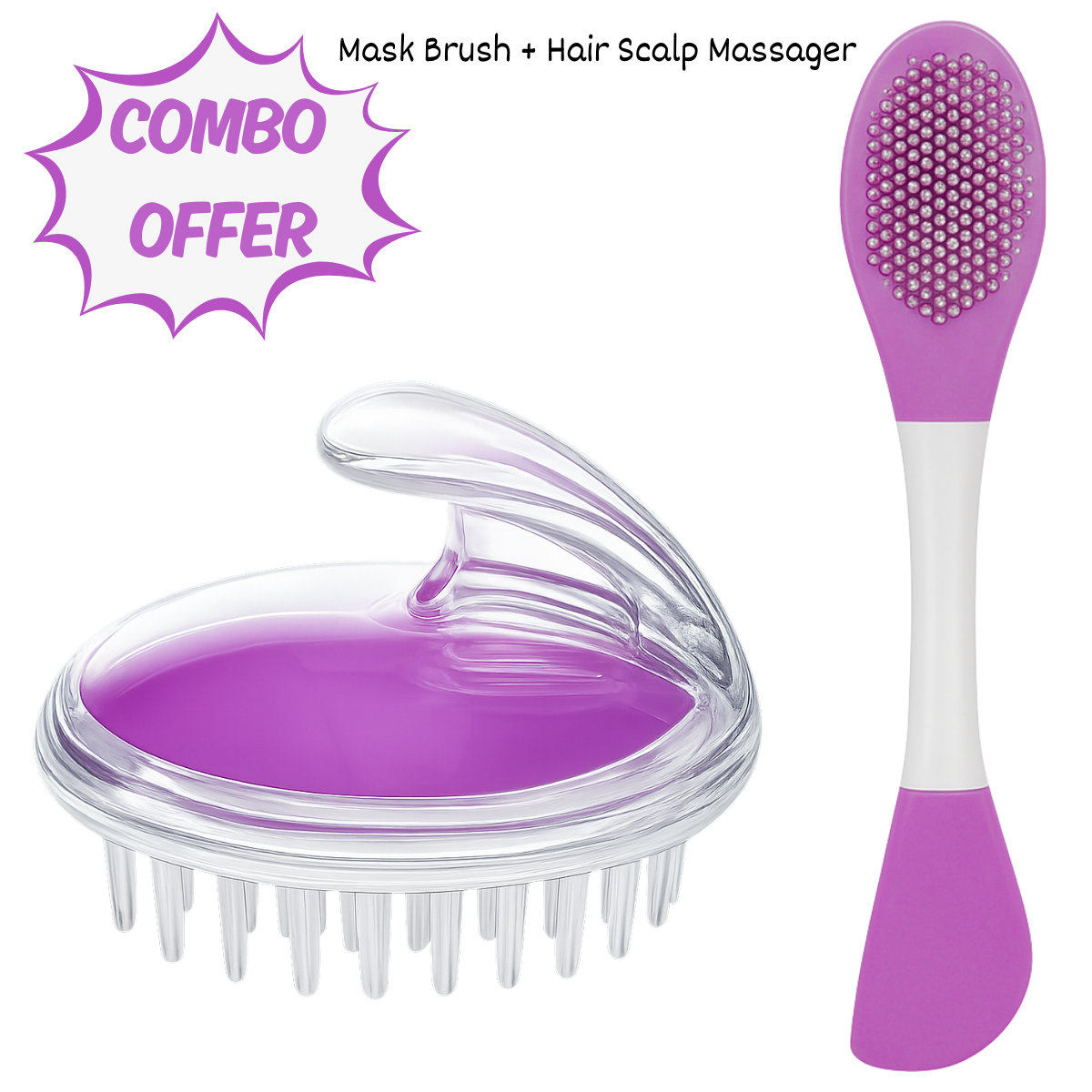 Silicone Face Cleaning & Mask Brush Set with Shampoo Hair Scalp Brush – Double Head Facial Tool, Scalp Massage & Cleaning
