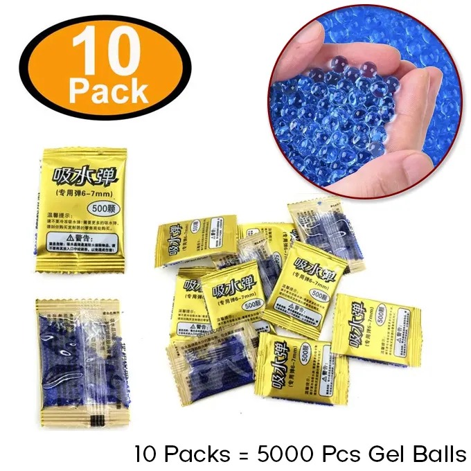 10000pc Water Absorbent Gel Bullet For Toygun | Pack of 1,2,5,10,20 Gel Balls Refill Size 7-8mm Compatible with Gel Ball Blaster Toy Each 500 Balls (per pack)