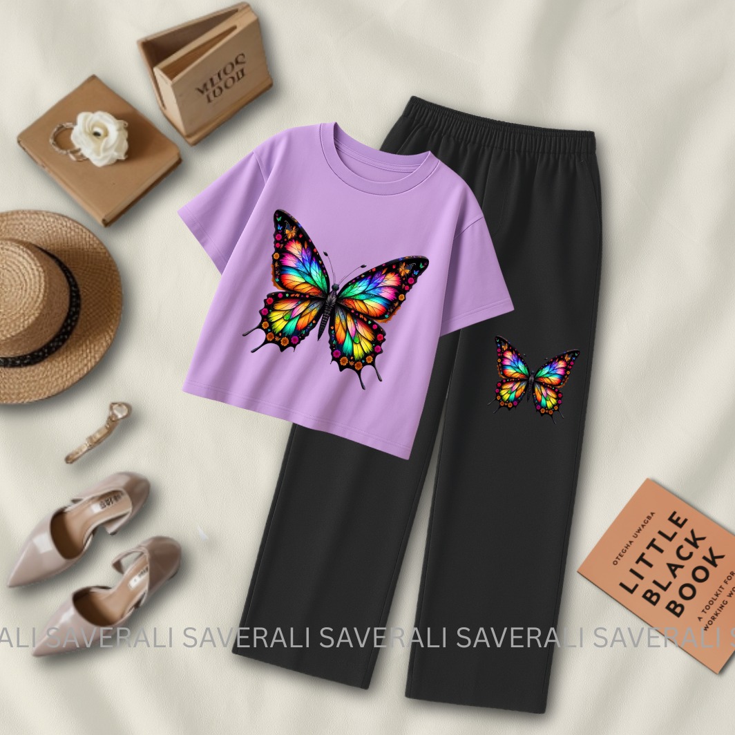 2-Piece Crop Top Set – Tee & Flapper Bottoms for Women and Girls