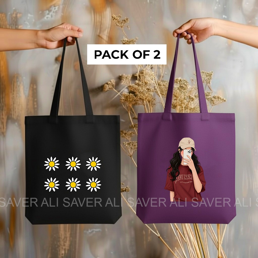 Trendy Free bear Tag Printed Tote Bag For Girls & Women