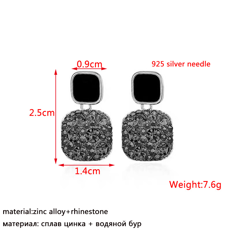 Crystal Square Earrings For Girls and Women Black Purple and White Simple Stylish New Design Korean High Quality Drop Earrings