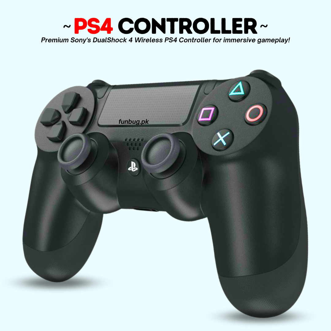 【Premium】 DualShock 4 Wireless PS4 Controller ~ Bluetooth PlayStation 4 Controller ~ JoyStick JoyPad GamePad Remote Gaming Controller for PS4, PC, Laptop, Computer, Mobile, Android TV Box, Windows 7/8/10/11 XP & Vista, Android ~ By FunBug