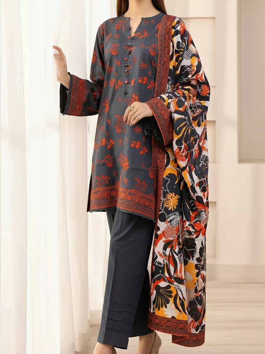 Salitex 3 Piece Unstitched Printed Khaddar Suit (SSW6U3P805)