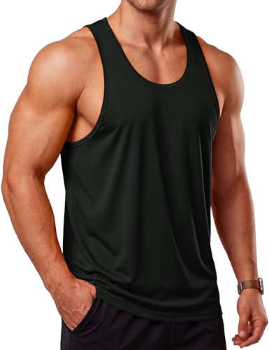 HUGE Pro Breeze Men's Gym Tank Top | Y-Back Quick Dry Performance Vest | UPF 50+ Sun Protection 4-Way Stretch Muscle Banyan | HUGE