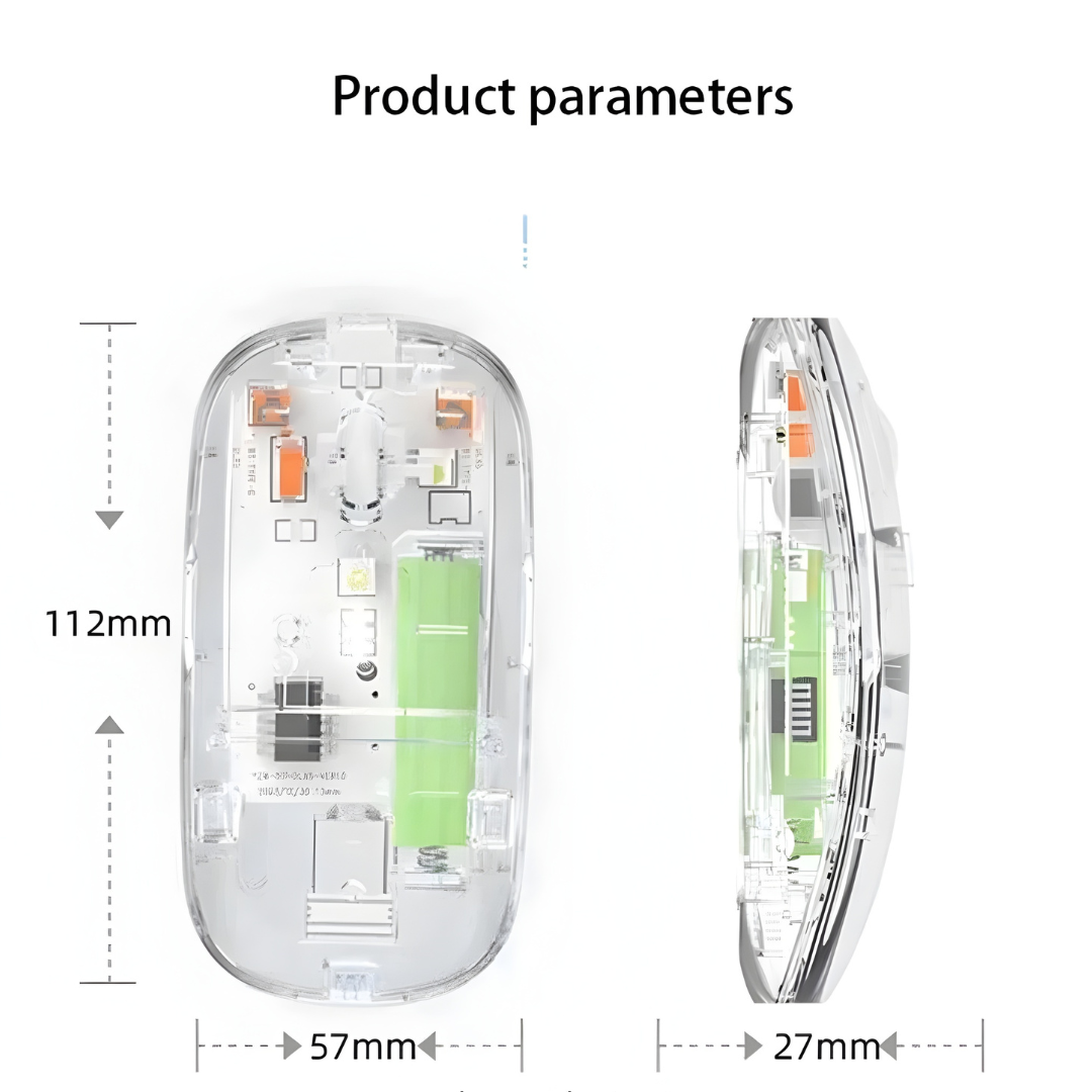 { Free Mouse Pad } RGB Wireless Mouse Transparent | Dual Mode Bluetooth & 2.4G Rechargeable Slim Silent Optical Office Mouse | 7 Color LED Gaming Mice For PC Laptop Computer