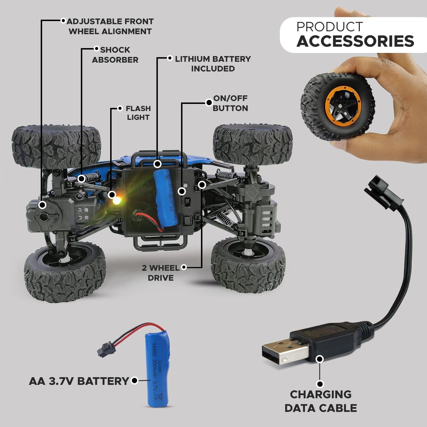 Smoke Rock Crawler Electric RC Car - Alloy Off-Road Remote Control Monster Truck with Booster Spray, Rechargeable Battery, 4WD, Gun Controller, High-Speed Drift Stunt Vehicle for Kids & Adults