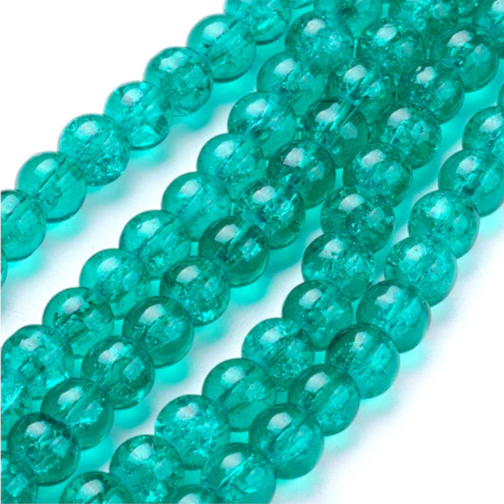 100pcs 8mm Round Glass Crackle Beads – Solid Color Sparkling Spacer Beads for Jewelry Making, DIY Bracelets & Necklaces