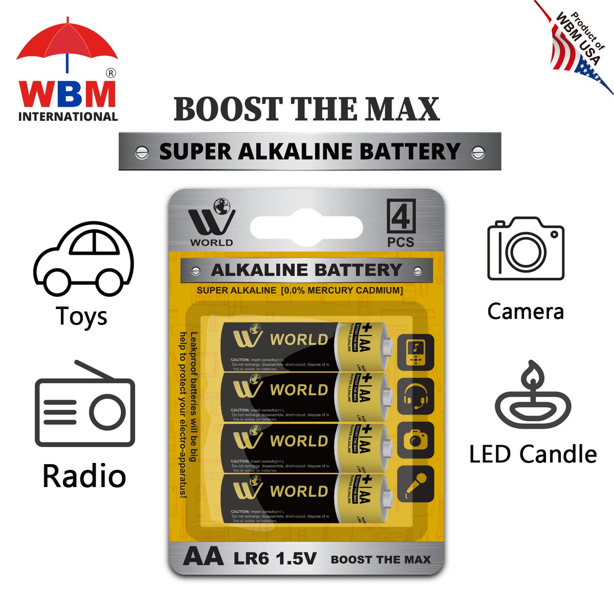 Wbm Alkaline Aa Battery Cells-4 Pcs