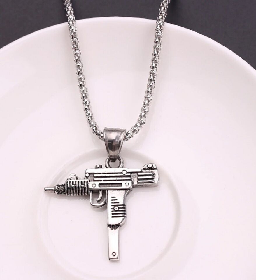 Hot Submachine  Uzi Necklaces Fashion Men Hip Hop Accessories Chain Pendant Necklace