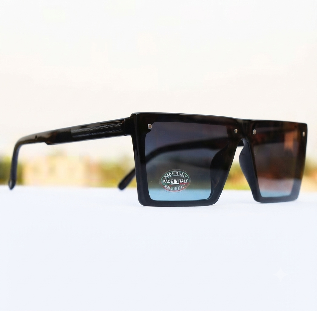 Men's Premium Black Square Sunglasses - Trendy Casual & Driving Sun Glasses
