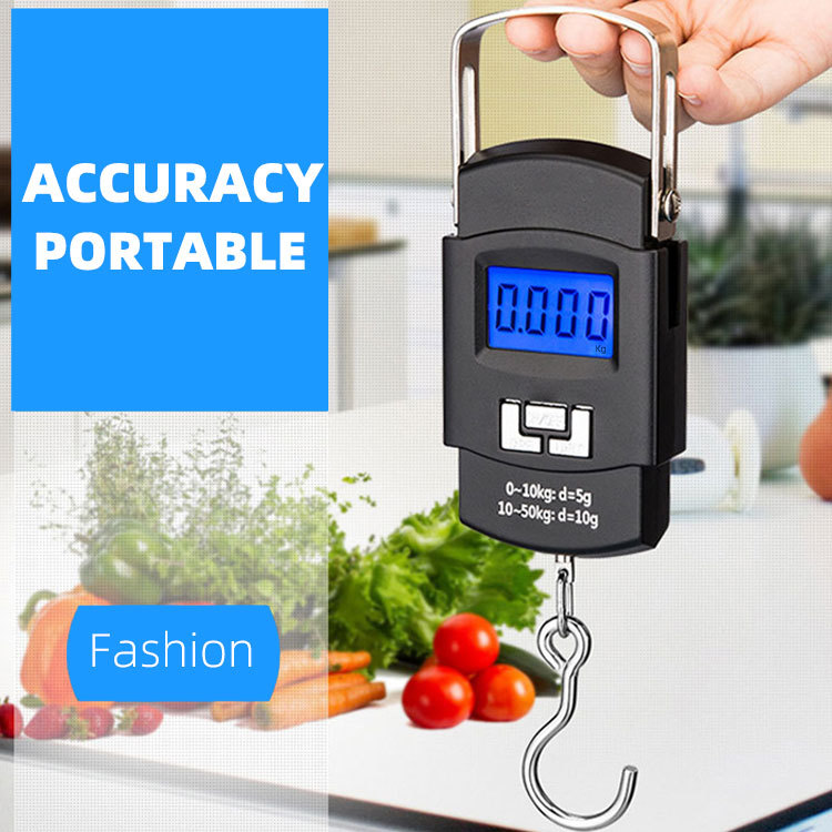 Portable Hanging Hook Scale 50Kg/5g LCD Digital Display Handheld Mini Electronic Weighting Scale Fishing Travel Luggage Scale