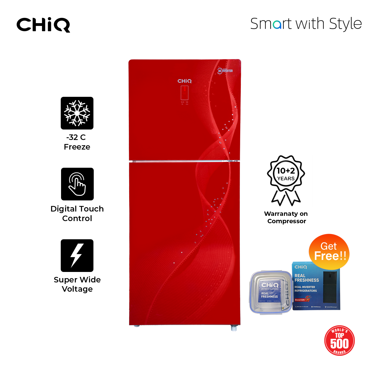 CHiQ 12 CFT CTM338IGR 4D DC Inverter Fridge Refrigerator Red