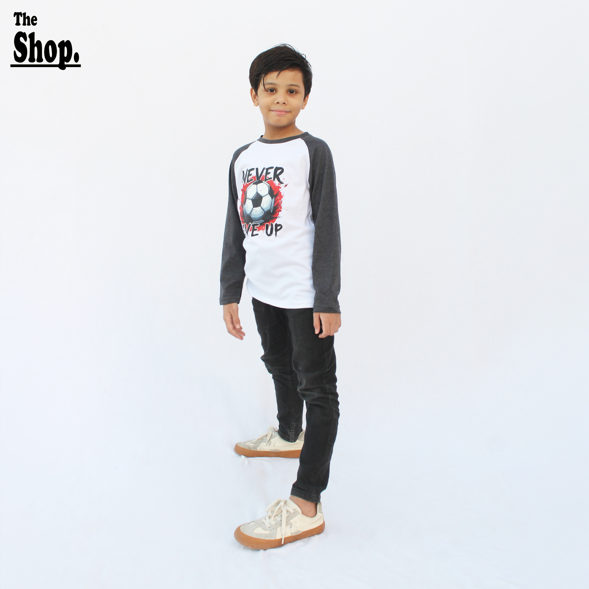 The Shop - Raglan Full Sleeves NEVER GIVE Up T-Shirt For Boys & Girls Kids, 1 Years To 14 Years - RFS-NGUT