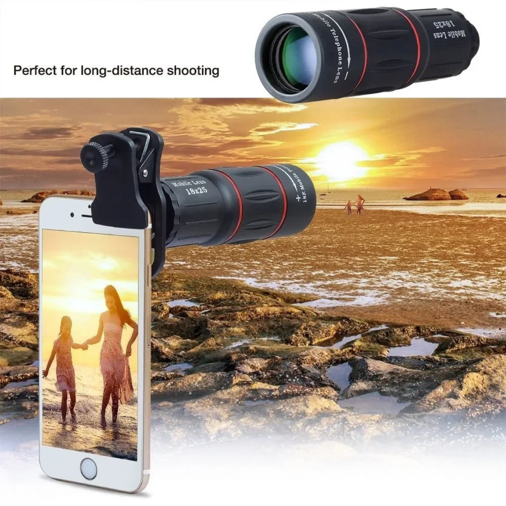 Apexel 18x25 Mobile Zoom Lens | 18X HD Telescope Camera Lens with Clip | Long Distance Photography, Moon Shot, Travel, Sports, Wildlife, Concert Zoom Lens for All Smartphones