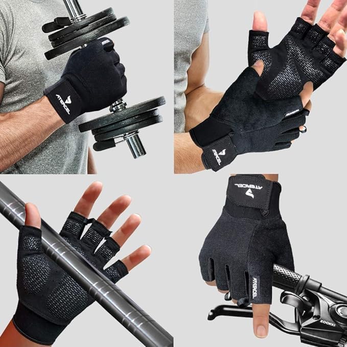 L Weight Lifting Gloves, Gym Gloves for Crossfit, Workout, Exercise Cycling, Training, Breathable and Snug fit, for Men and Women