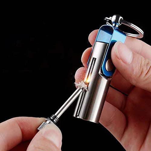 Permanent Match Lighter, Flint Fire Starter Keychain Metal Matchstick Fire Starter Emergency Survival Gear for Camping Hiking Hunting