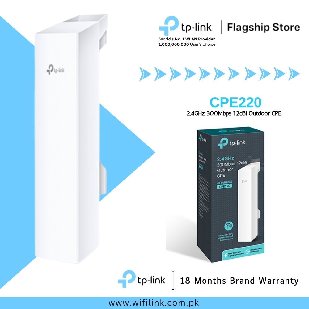 TP-Link Wi-Fi Outdoor Range Extender CPE220 13km 2.4GHz 300Mbps 12dBi Outdoor CPE - 18 Months Brand Warranty