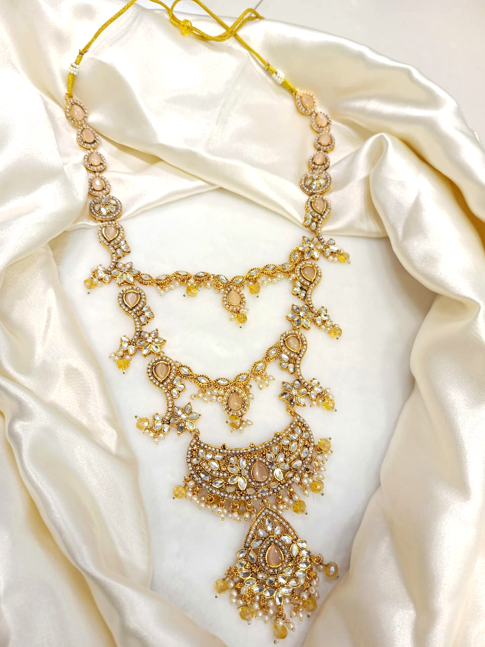 Long Mala With Kundan and Pearl work Beautifull and decent Design with different colour options