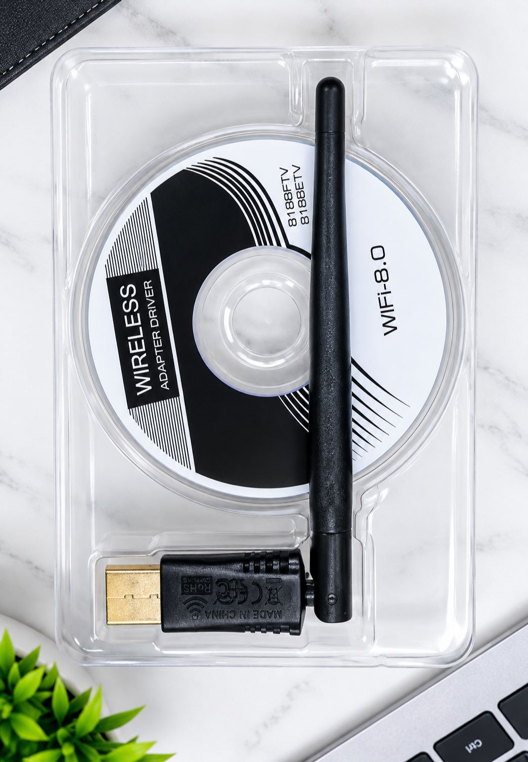 USB WiFi Adapter 300Mbps Wireless WiFi Receiver 2.4GHz with Antenna for PC Laptop Desktop Computer