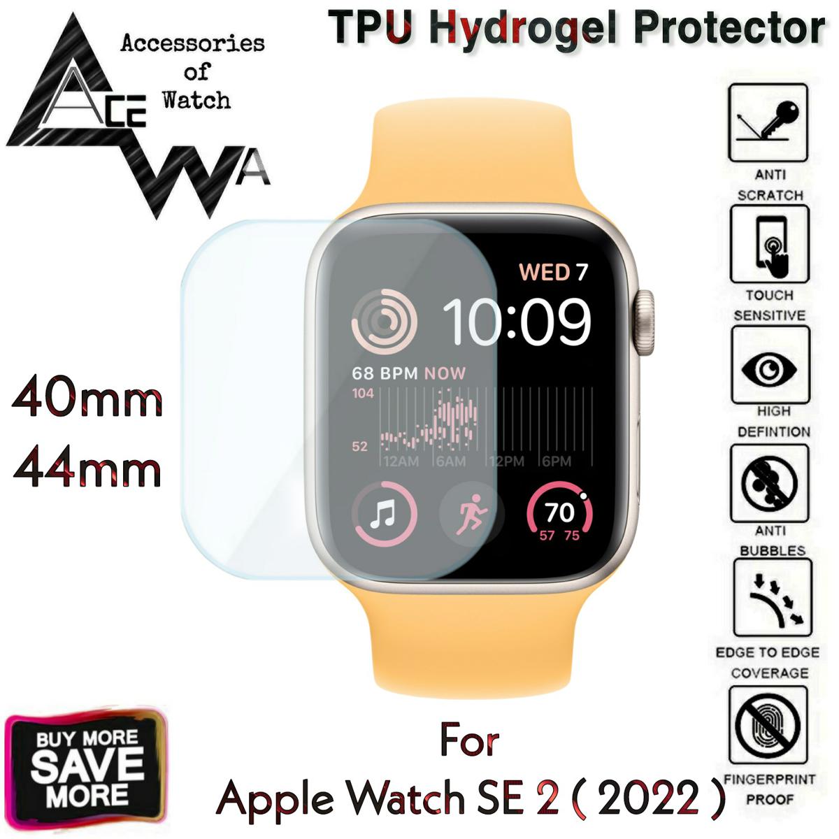 AceWa 1 Pcs Hydrogel Film Protector for Apple Watch SE 2 ( 2022 ) 40mm / 44mm Full Screen Protector Apple iWatch SE 2 TPU Soft Clear Jelly Protective Film Guard for Apple iWat