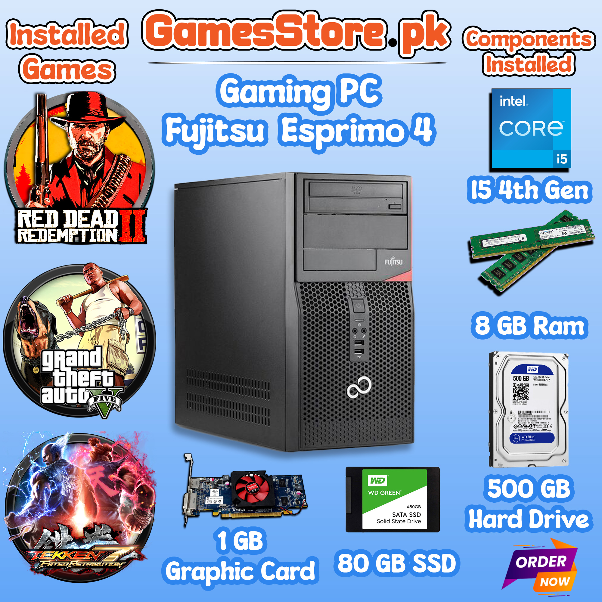 PC Fujitsu Esprimo P420 Tour Ecran 27 Intel I5-4570 RAM 16Go