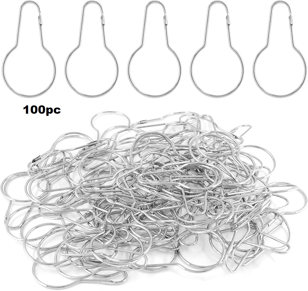 set 12/24/50/100 Shower Curtain Rings Hooks 12 Metal Shower Ring