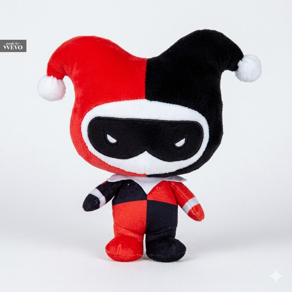 Justice League Harley Quinn Plush Toy (20cm) Soft Cuddly Supervillain Stuffed Doll for Kids & DC Fans