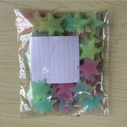 Glow In The Dark Plastic Stars 100 Pcs Ceiling Wall Art Luminous Space Stickers Decoration