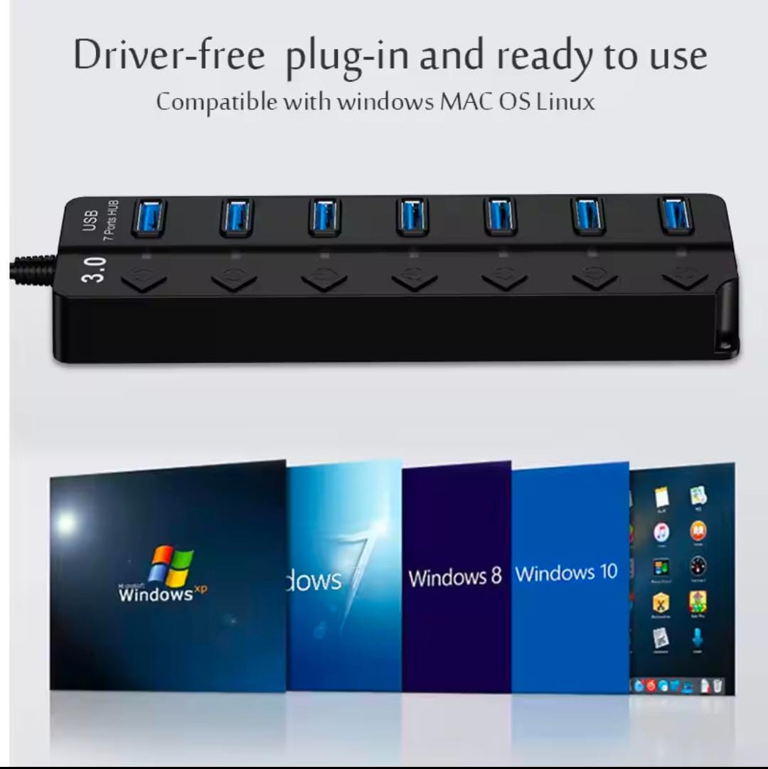 4 / 7 Port USB 3.0 Hub Multi Splitter Charger Power Adapter Multiple Expander Hubs With Switch For Laptop