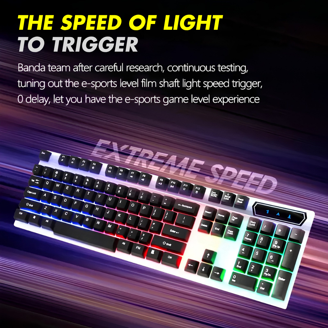 RGB Wired Gaming Keyboard Two Tone Black White Mechanical Feel USB Keyboards | Splash Proof Ergonomic Floating Keycaps Fast Film Switch Multimedia Hotkeys LED Backlight for Desktop PC Computer Laptop Gamer Battle Station Streamer – One Click Pick