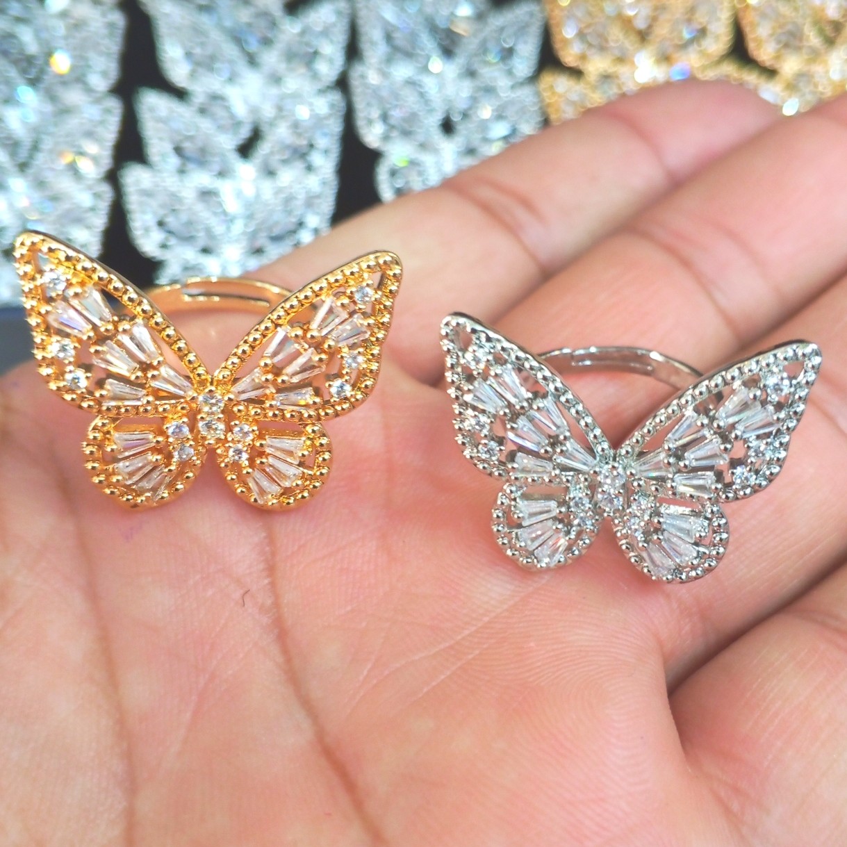 New Sight New Fashion Brand Jewelry Zirconia Butterfly Engagement Rings for Women Gift Adjustable Open Wedding Rings
