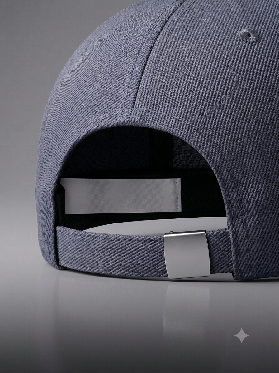 A plain grey adjustable cap for menns
