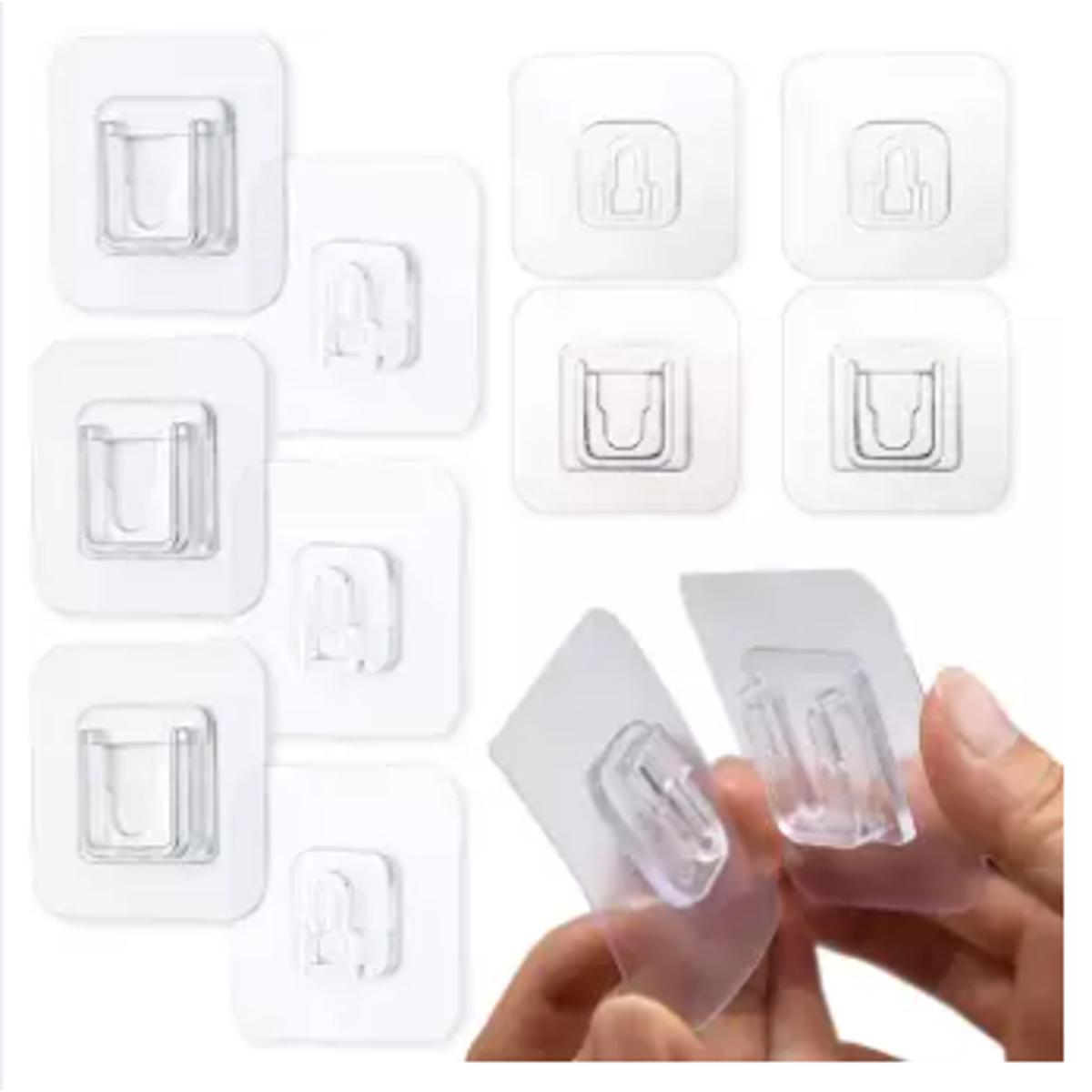1 Pair - Self Adhesive Double Layer Wall Hooks, No Drill No Nail Double Sided Adhesive Wall Hooks
