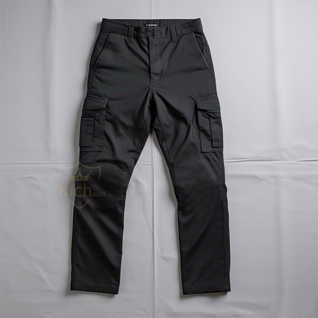 Relaxed Fit Men's Cargo Trousers - Style and Comfort black trouser