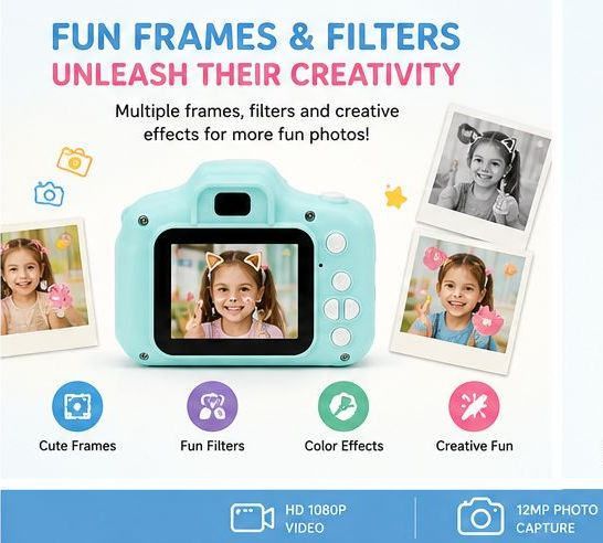 Mini Rechargeable Kids Camera 1080P HD | Digital Photography and Video Toy Camera with 2.0 Inch Color Screen | Portable Lightweight USB Rechargeable Camera for Children | Best Birthday Gift for Boys and Girls Ages 5 to 10 Years Old