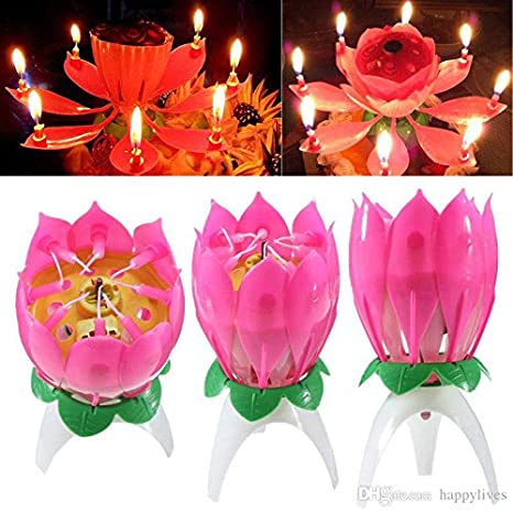 Musical Flower Rotating Birthday Candle | Birthday Party Candle | Cake ...