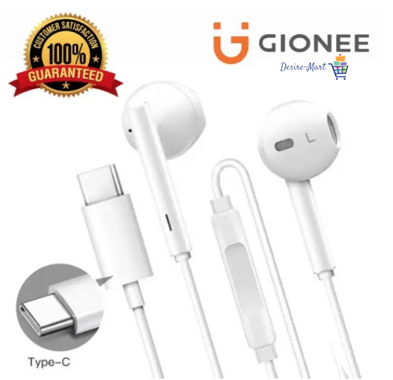 Original Gionee Type C Handsfree | In-Ear Type C Headset Headphones | Earphones | Type-C Earphone | C Type Handfree with Built-in Microphone | Dual Driver Earbuds USB-C | Compatible for iPhone 15/ Samsung/ OnePlus/ Redmi / Oppo / Huawei